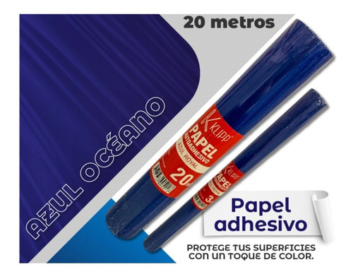 Papel Tapiz O Vinilo Adhesivo  Azul Rollo 20 Mts