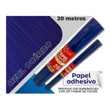 Papel Tapiz O Vinilo Adhesivo  Azul Rollo 20 Mts