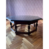 Mesa Ratona Octogonal Inglesa En Madera Lustrada Marqueterie