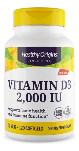 Vitamina D3 2.000ui 120 Softgels Importada - Healthy Origins