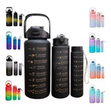 Kit Garrafa Motivacional De Agua De 2 Litro +900ml + 500ml Cor Multicolorido