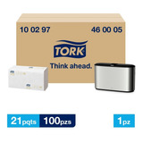 Tork Dispensador Inox + T. Interdoblada Prem Hd 21paq/100pzs