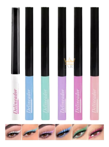 Delineador Liquido Maquillaje Ojos Lápiz  Colores Pack X6