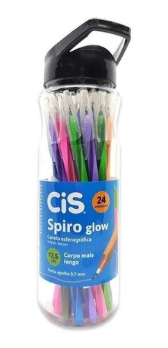 Caneta Spiro Glow Cis 0,7mm Esferográfica Pote 24 Unidades