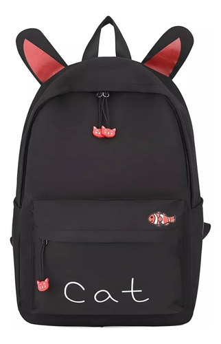 Mochila Con Orejitas Gato Bolso Escolar Kawai Juvenil Cat