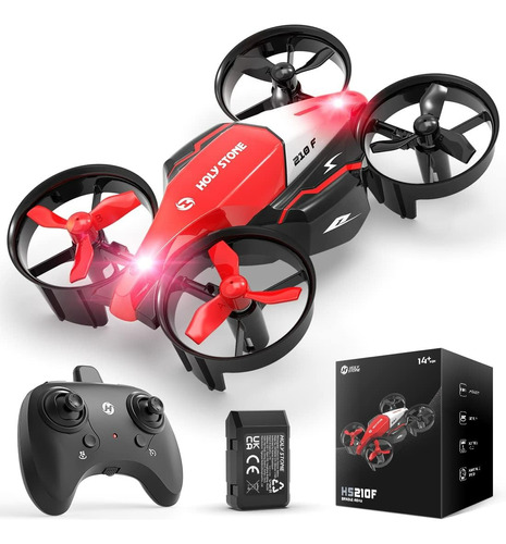 Mini Drone Holy Stone Beginner Ml2-hs210f(rd) With Transmitter Negro Y Rojo 2.4ghz 3 Baterías