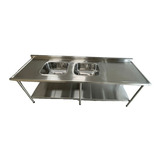 Mesa Total Inox Com 2 Cubas Sob Medida