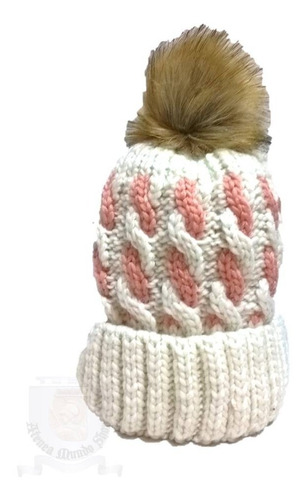 Gorro De Lana Trenzado Con Pompon Importado