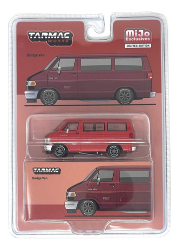 Tarmac Works Dodge Ram 150 Van Red Mijo Exclusives 1/64 Color Rojo