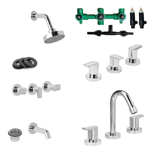 Combo Para El Baño De Griferia Mesada Ducha Bidet Nova + Acc