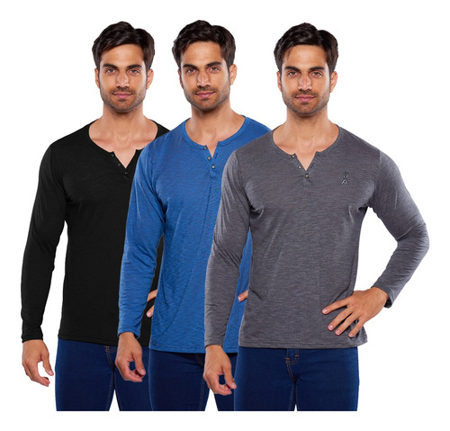 3 Pack Playera Manga Larga Jaspeada Alfani, Envio Gratis