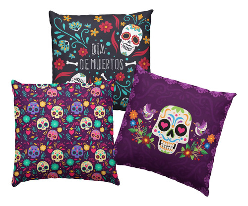Cojines Modernos Para Sala Set Fundas Día De Muertos