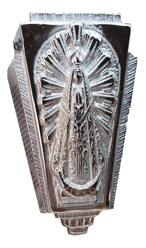 Par Floreros 21x13 Virgen Lujan En Relieve Fundicion Bronce 