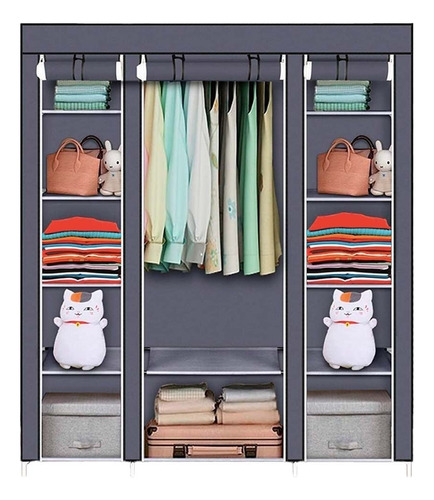 Ropero Rack Closet Armable Guarda Ropa Recamara Organizacion Color Gris Claro