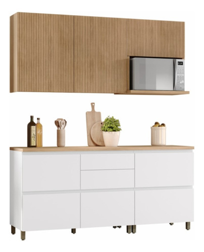 Cozinha Rainha Ripada Nesher Mdf Com 4 Peças Branco Nature