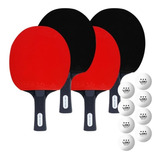 Pack De 4 Paletas De Ping Pong Loki Rtxon + 8 Pelotas Negra Y Roja St (recto)