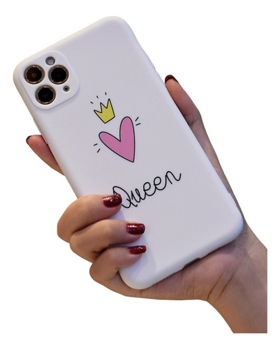 Carcasa Para iPhone Corazon Corona Queen Funda Silicona 