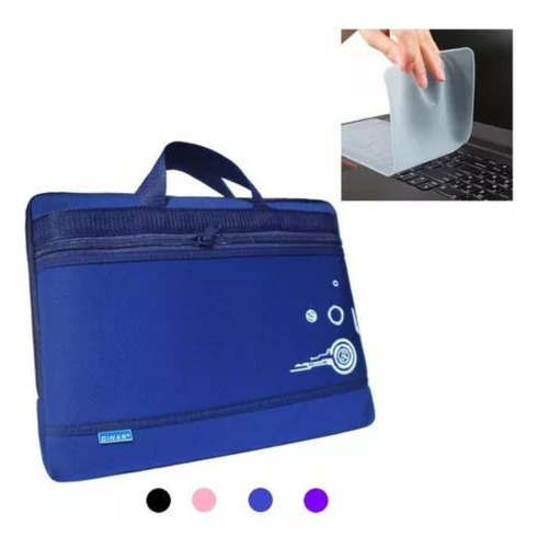 Funda Para Portatil Morada 14p + Protector Teclado Silicona