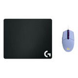Mouse Pad Gamer G440 3mm + Mouse C/ Cable G203 Logitech Lila