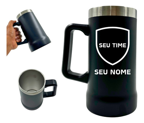 Caneca Térmica 700ml Personalizada Inox Nome Time Empresa