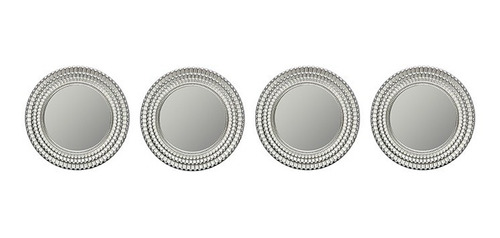 Set X4 Espejo Pared Circular Decorativo 25cm Con Marco Lindo