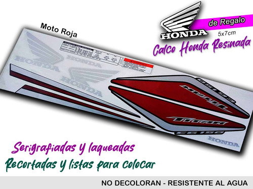 Set Calcos Honda Titan 2014 Completo Moto Roja