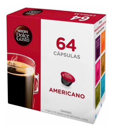 64 Cápsulas De Café Americano Nescafe Dolce Gusto