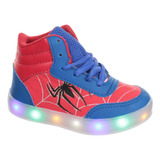 Tenis Sapato Com Luz Do Aranha Infantil Masculino Azul Verme