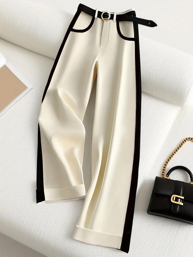Plus-size Women's Elegant Patchwork Straight Leg Pants