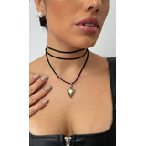 Choker Dije Corazon Transparente Moda Mujer Accesorio Collar