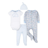 Conjunto 4 Piezas Pijama Mameluco Bebe Gerber