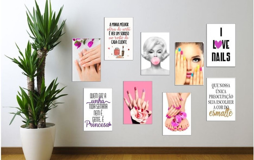 Placa Decorativa Manicure Pedicure Kit 6 Placas 