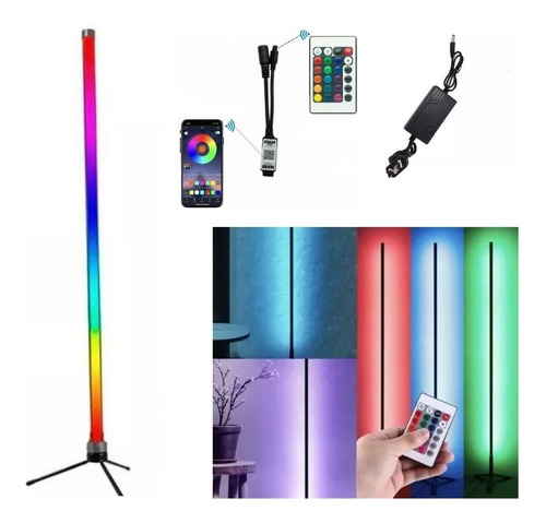 Luz Lampara Pie Esquinero Led Rgb Bluethoot Minimalista Bt