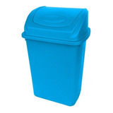 Bote Basura Grande Plástico Azul Tapa Balancín Frontal 65lt 