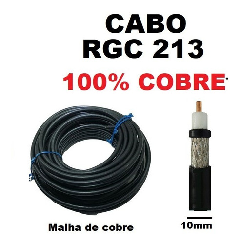 Rolo 2 M Cabo Coaxial Rgc 213 60% Malha Eldtec Anatel