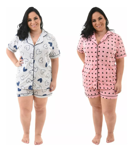 Combo 2 Pijamas Americano Plus Size Feminino Blogueira 