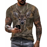 Camisa Con Estampado 3d De Ciervo Sika De Camuflaje De