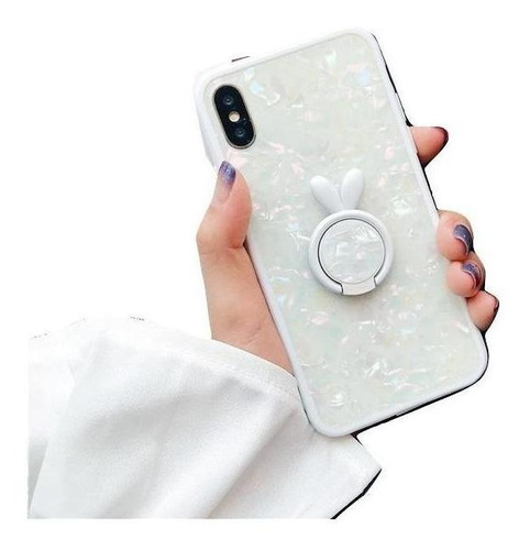 Funda Para iPhone Conejo Anillo Marmol Mujer Case Dedo Case