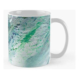 Taza X4 Playa Abstracta - Cuadro Con Verdes, Azules Y Blanco