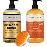 Cellulite Massage Oil, Gel & Mitt - Natural Hot Cream Massag