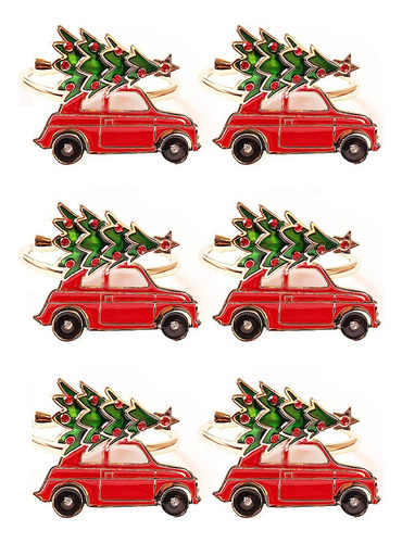 Servilletero Navideño De Metal Con Forma De Coche, 6 Unidade