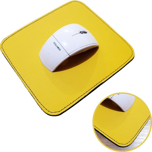 Mouse Pad De Mesa Couro Sintético Apparatos Whisky Casa Cor Amarelo