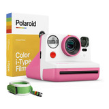 Cámara Instantánea Polaroid Originals Kit Now + I-type (8 Exp) + Correa Verde Rosa