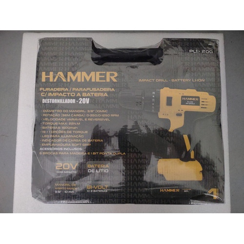 Furadeira/parafusadeira Hammer C/ Impacto À Bateria Pli200