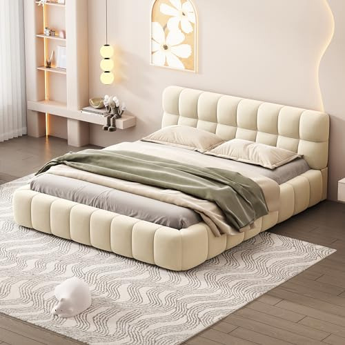 Cama Moderna Con Plataforma Tapizada Tamaño Queen Con Tela G