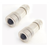 2 Unids M12 8 Pin Conector Hembra, Un Codigo Blindaje De Met