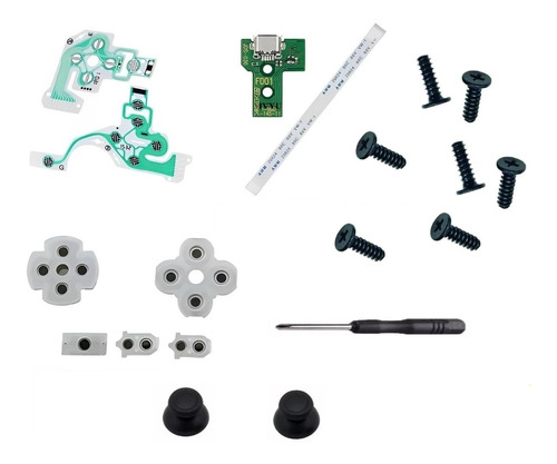 Kit Placa Borracha Chave Parafuso Para Controle Ps4 Jds 030