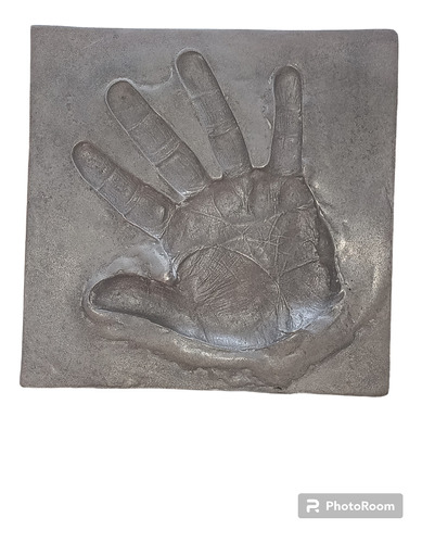 Placa Alumínio Escultura De Mesa Molde Mão Sem Assinatura 