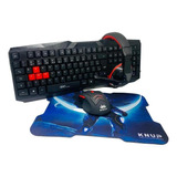 Kit Game Teclado + Mouse 3200dpi + Headset + Mousepad Gaming