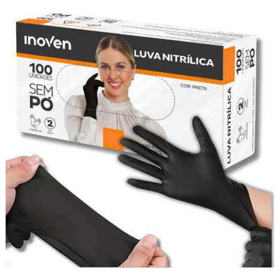 Luvas Descartáveis Inoven Nitrilo Preto Tamanho G x 100 Unidades | MercadoLivre